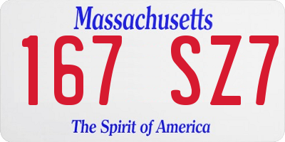 MA license plate 167SZ7