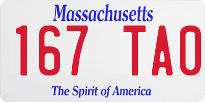 MA license plate 167TA0
