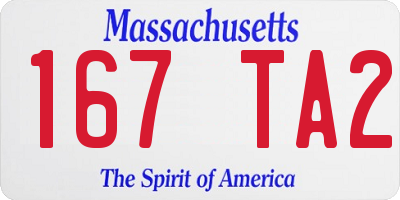 MA license plate 167TA2