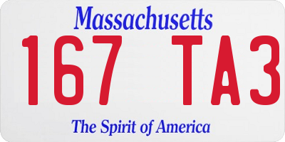 MA license plate 167TA3