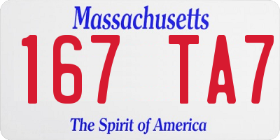 MA license plate 167TA7