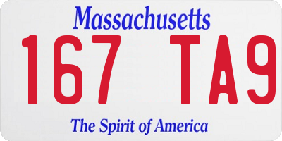 MA license plate 167TA9