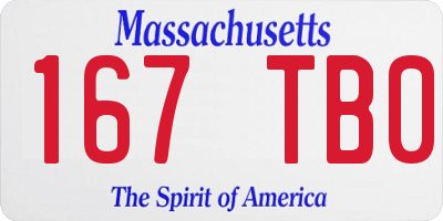 MA license plate 167TB0