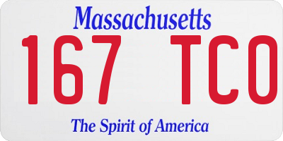 MA license plate 167TC0