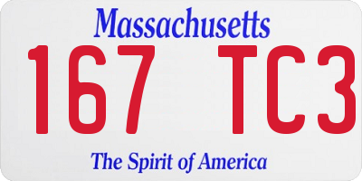 MA license plate 167TC3