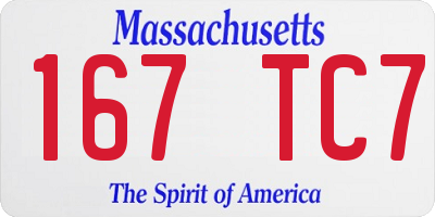 MA license plate 167TC7