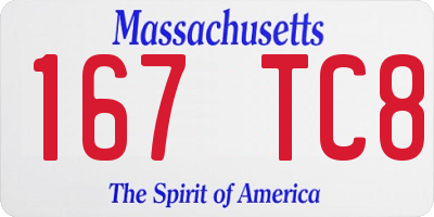 MA license plate 167TC8