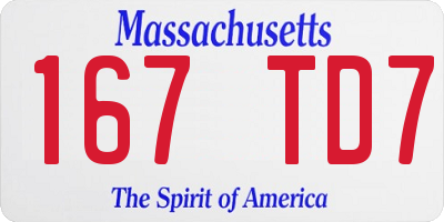 MA license plate 167TD7