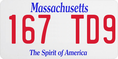 MA license plate 167TD9