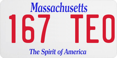 MA license plate 167TE0