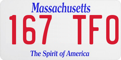 MA license plate 167TF0