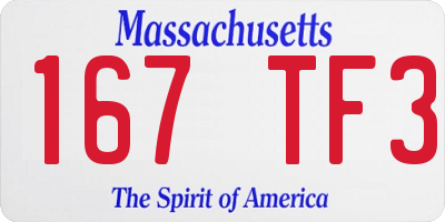 MA license plate 167TF3