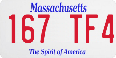 MA license plate 167TF4