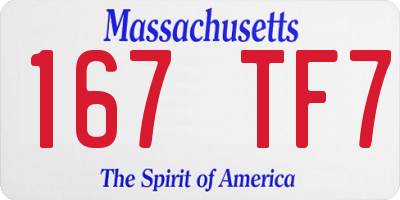 MA license plate 167TF7
