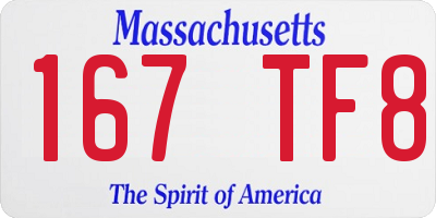 MA license plate 167TF8