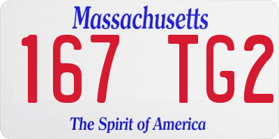 MA license plate 167TG2