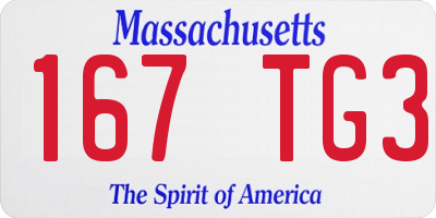 MA license plate 167TG3