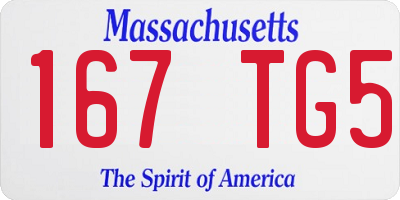 MA license plate 167TG5