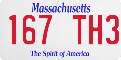 MA license plate 167TH3