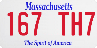 MA license plate 167TH7