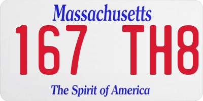 MA license plate 167TH8