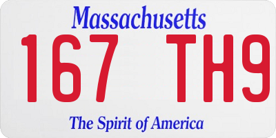 MA license plate 167TH9