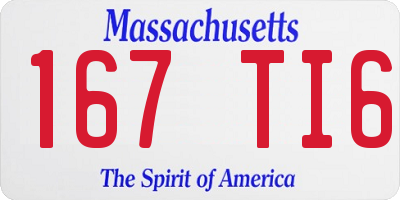 MA license plate 167TI6