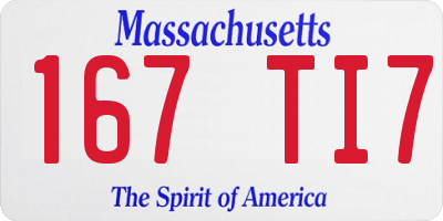 MA license plate 167TI7
