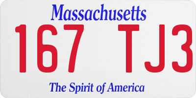 MA license plate 167TJ3