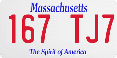 MA license plate 167TJ7