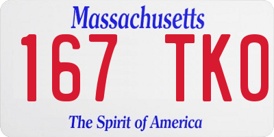 MA license plate 167TK0