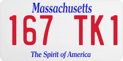 MA license plate 167TK1