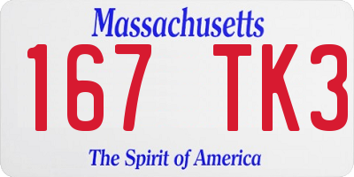 MA license plate 167TK3