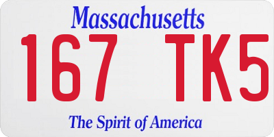 MA license plate 167TK5