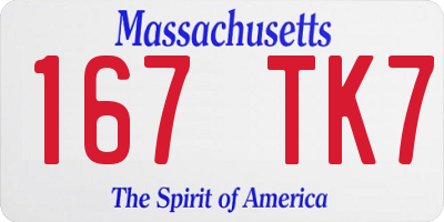 MA license plate 167TK7