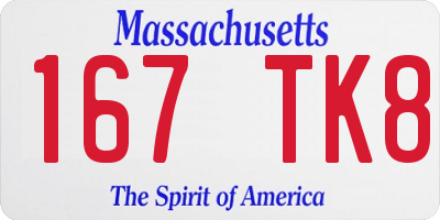 MA license plate 167TK8