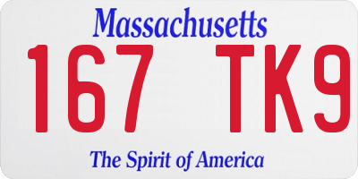MA license plate 167TK9