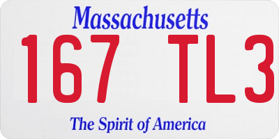 MA license plate 167TL3