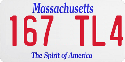 MA license plate 167TL4