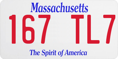 MA license plate 167TL7