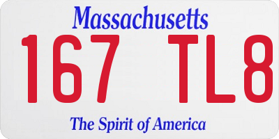 MA license plate 167TL8