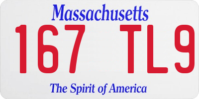 MA license plate 167TL9