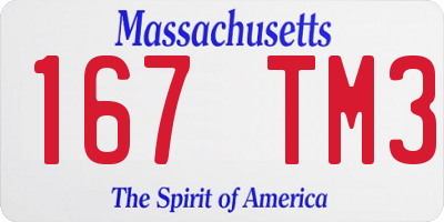 MA license plate 167TM3