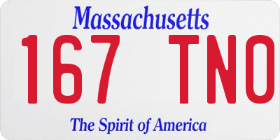 MA license plate 167TN0