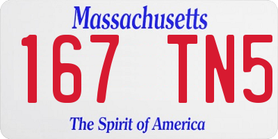 MA license plate 167TN5