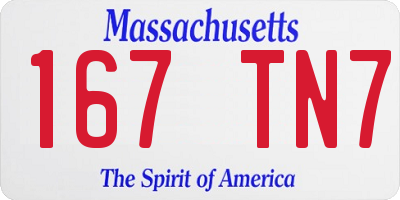 MA license plate 167TN7