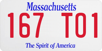 MA license plate 167TO1