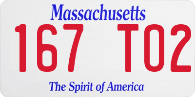 MA license plate 167TO2