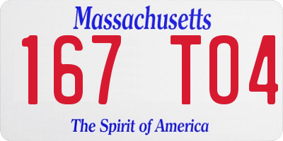 MA license plate 167TO4
