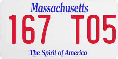 MA license plate 167TO5